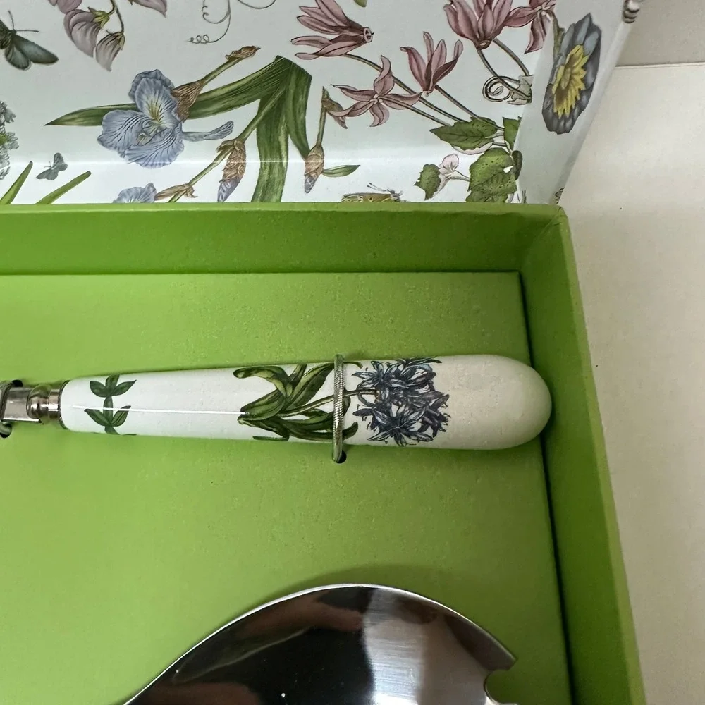 Portmeirion Botanic Garden Salad Server Set 2pc Stainless Ceramic BG1107 Boxed